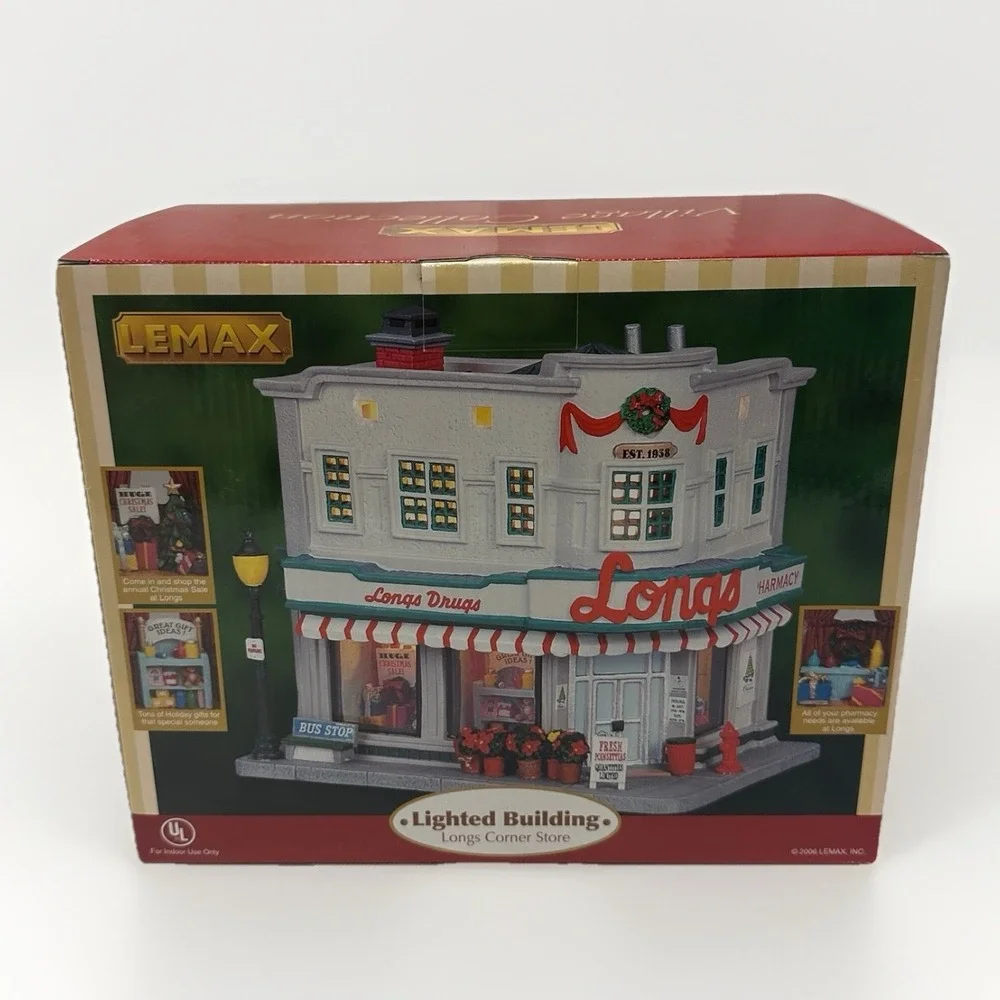 Lemax Longs Corner Store Lighted Building, 2006 Retired Village Collection 65453